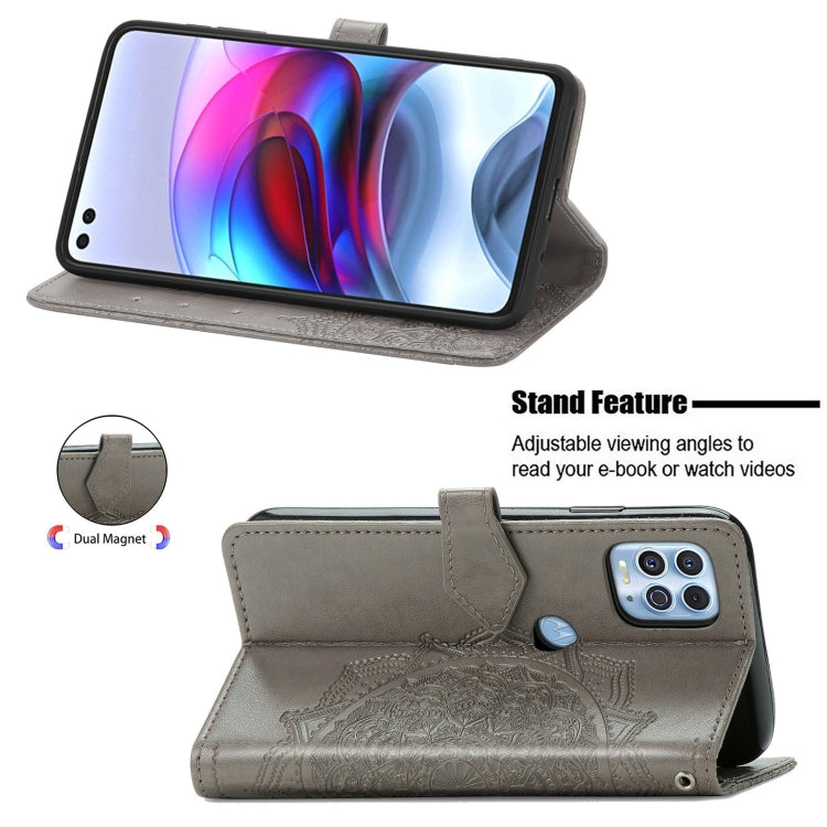 Halfway Mandala Embossing Pattern Horizontal Flip Leather Case with Holder & Card Slots & Wallet & Lanyard For Motorola Edge S