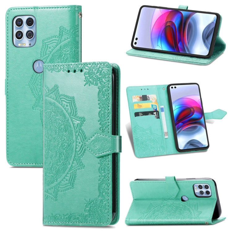 Halfway Mandala Embossing Pattern Horizontal Flip Leather Case with Holder & Card Slots & Wallet & Lanyard For Motorola Edge S