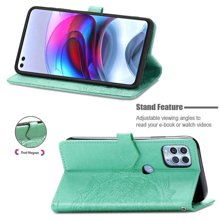 Halfway Mandala Embossing Pattern Horizontal Flip Leather Case with Holder & Card Slots & Wallet & Lanyard For Motorola Edge S