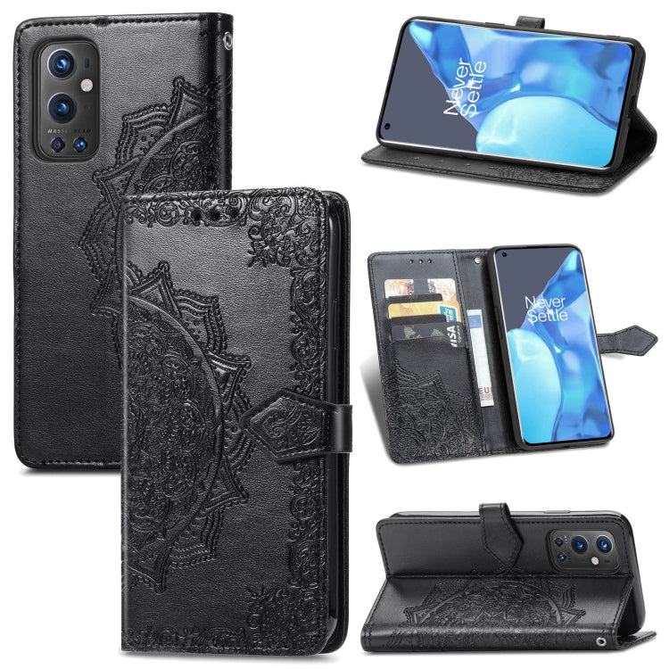 Halfway Mandala Embossing Pattern Horizontal Flip Leather Case with Holder & Card Slots & Wallet & Lanyard For OnePlus 9 Pro