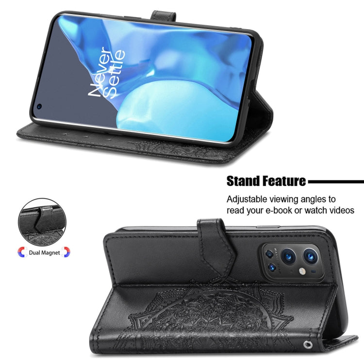 Halfway Mandala Embossing Pattern Horizontal Flip Leather Case with Holder & Card Slots & Wallet & Lanyard For OnePlus 9 Pro