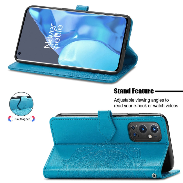 Halfway Mandala Embossing Pattern Horizontal Flip Leather Case with Holder & Card Slots & Wallet & Lanyard For OnePlus 9 Pro