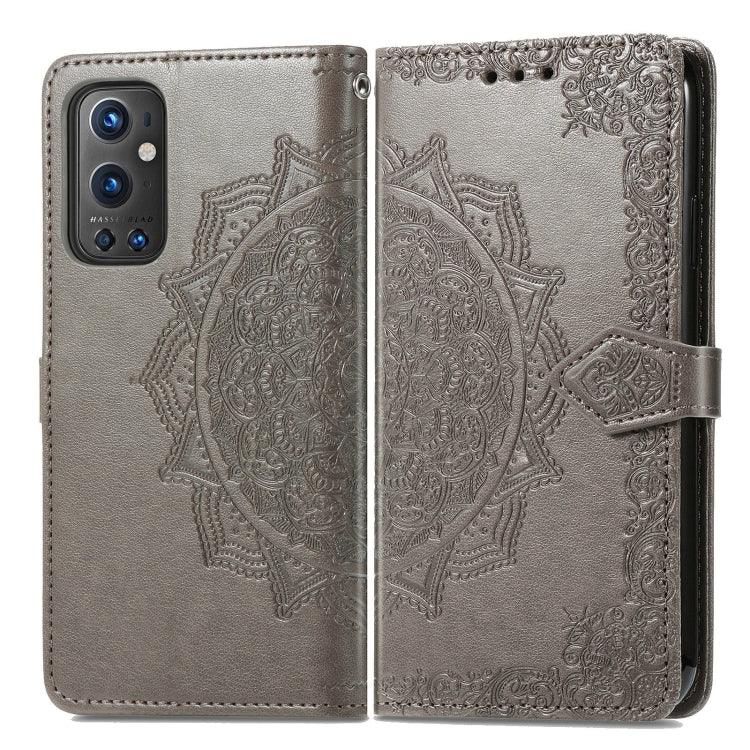 Halfway Mandala Embossing Pattern Horizontal Flip Leather Case with Holder & Card Slots & Wallet & Lanyard For OnePlus 9 Pro