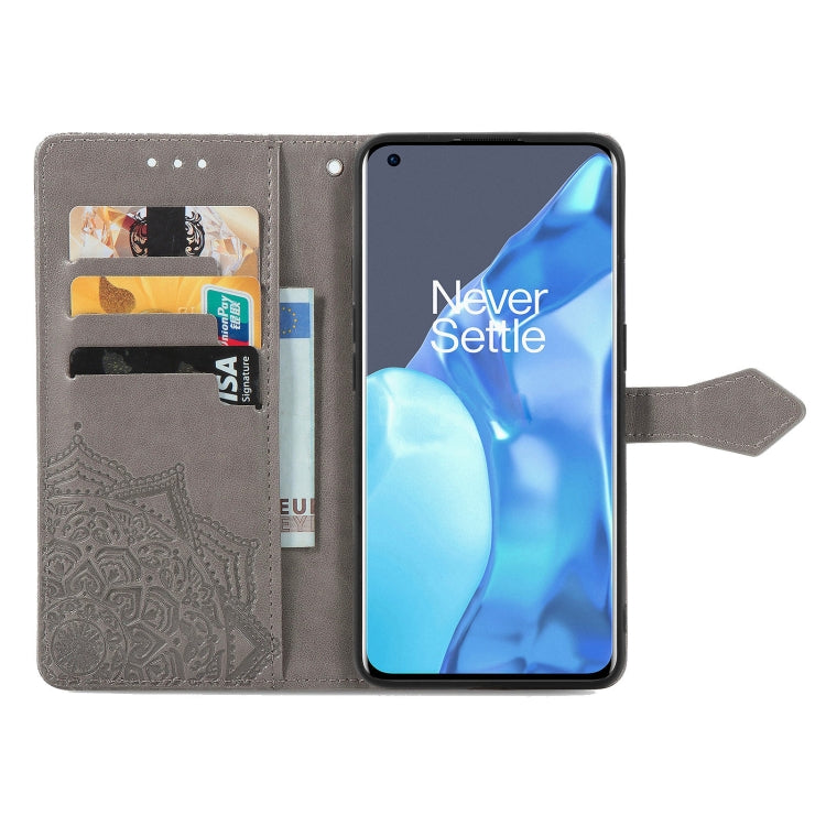 Halfway Mandala Embossing Pattern Horizontal Flip Leather Case with Holder & Card Slots & Wallet & Lanyard For OnePlus 9 Pro