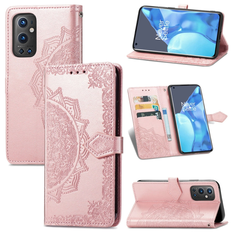 Halfway Mandala Embossing Pattern Horizontal Flip Leather Case with Holder & Card Slots & Wallet & Lanyard For OnePlus 9 Pro
