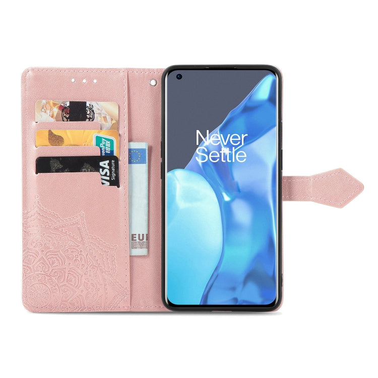 Halfway Mandala Embossing Pattern Horizontal Flip Leather Case with Holder & Card Slots & Wallet & Lanyard For OnePlus 9 Pro