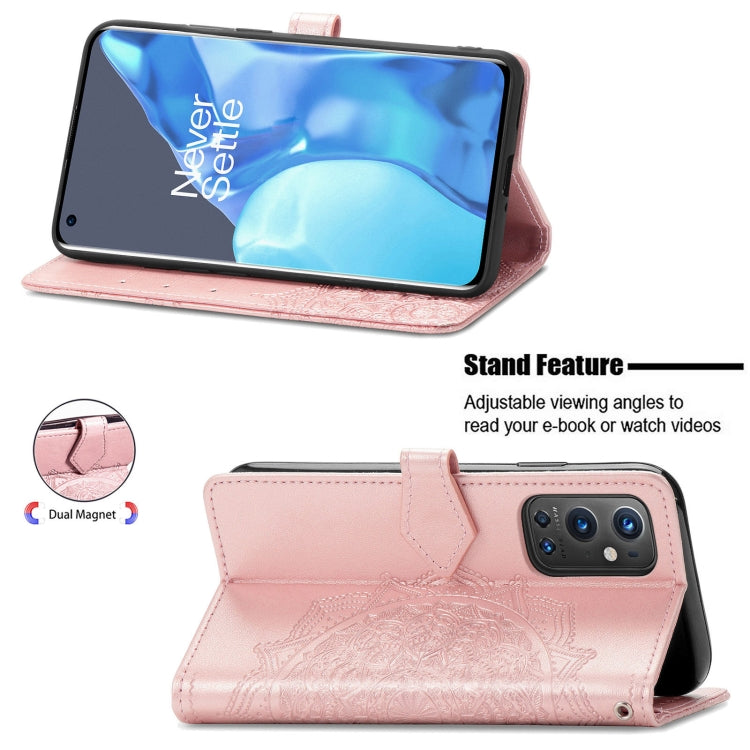 Halfway Mandala Embossing Pattern Horizontal Flip Leather Case with Holder & Card Slots & Wallet & Lanyard For OnePlus 9 Pro