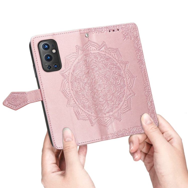 Halfway Mandala Embossing Pattern Horizontal Flip Leather Case with Holder & Card Slots & Wallet & Lanyard For OnePlus 9 Pro