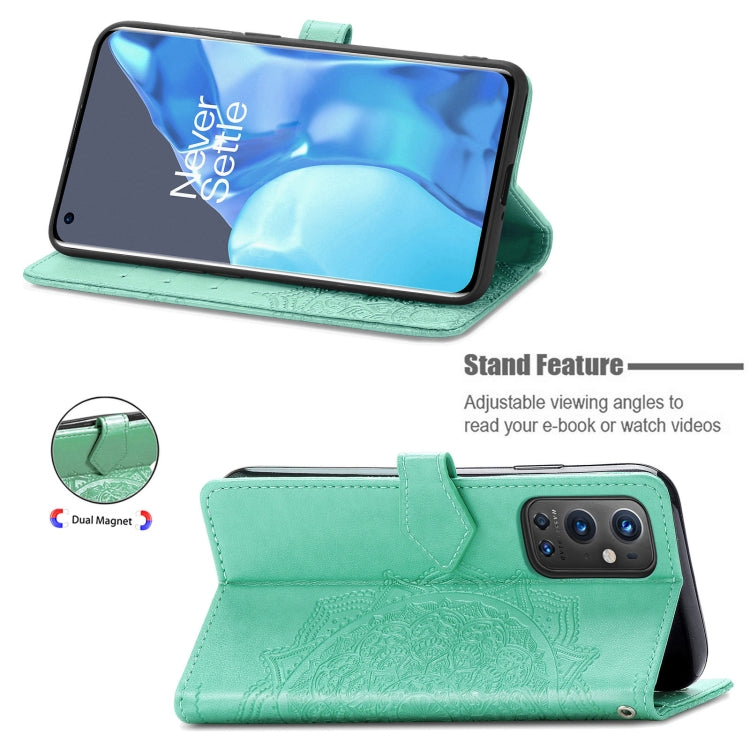 Halfway Mandala Embossing Pattern Horizontal Flip Leather Case with Holder & Card Slots & Wallet & Lanyard For OnePlus 9 Pro