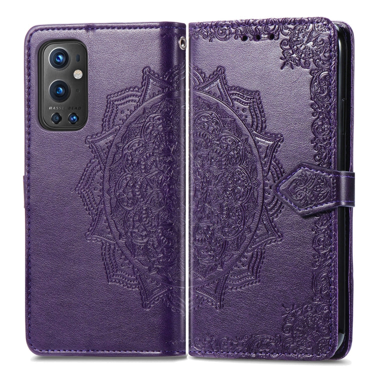 Halfway Mandala Embossing Pattern Horizontal Flip Leather Case with Holder & Card Slots & Wallet & Lanyard For OnePlus 9 Pro