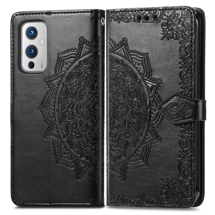 Halfway Mandala Embossing Pattern Horizontal Flip Leather Case with Holder & Card Slots & Wallet & Lanyard For OnePlus 9