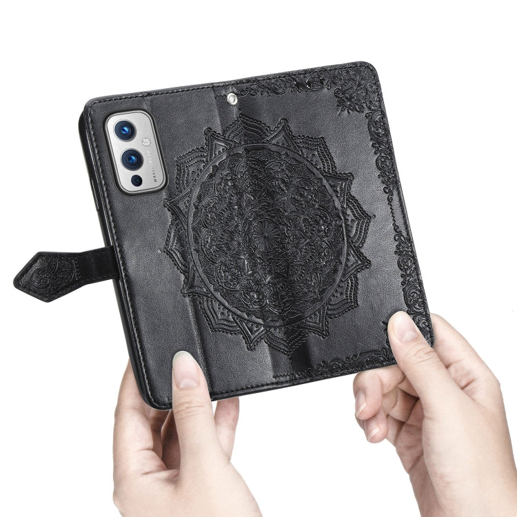 Halfway Mandala Embossing Pattern Horizontal Flip Leather Case with Holder & Card Slots & Wallet & Lanyard For OnePlus 9
