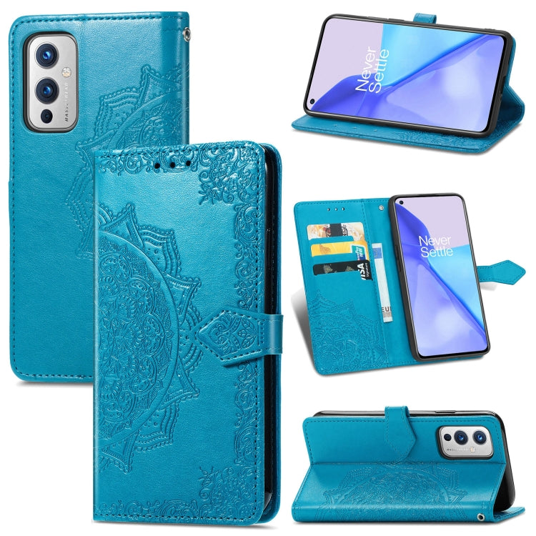 Halfway Mandala Embossing Pattern Horizontal Flip Leather Case with Holder & Card Slots & Wallet & Lanyard For OnePlus 9