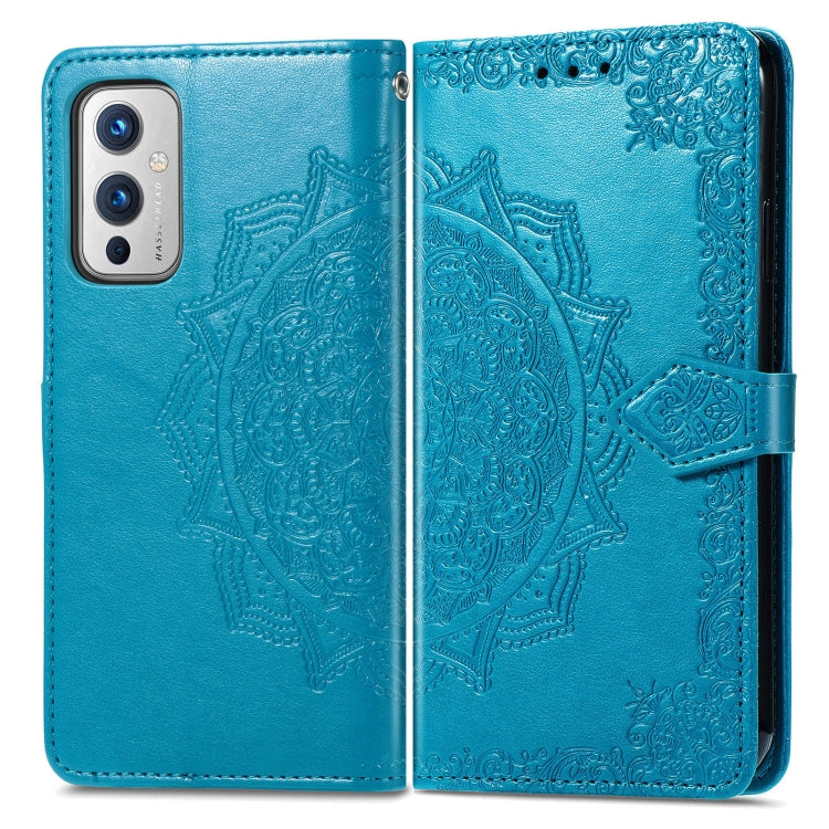 Halfway Mandala Embossing Pattern Horizontal Flip Leather Case with Holder & Card Slots & Wallet & Lanyard For OnePlus 9