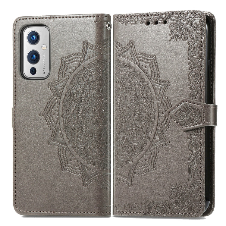 Halfway Mandala Embossing Pattern Horizontal Flip Leather Case with Holder & Card Slots & Wallet & Lanyard For OnePlus 9
