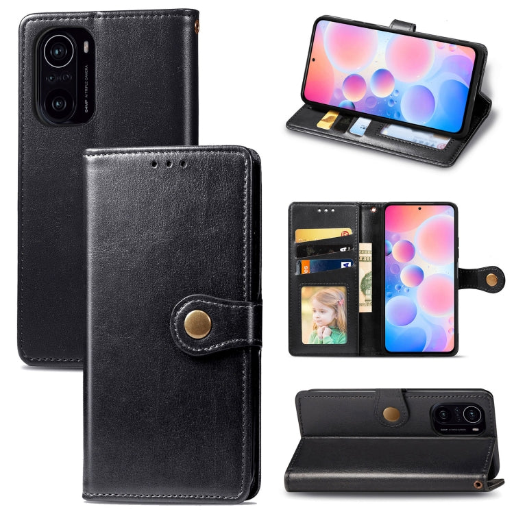 For Xiaomi Redmi K40 / K40 Pro / K40 Pro+ Solid Color Leather Buckle Phone Case with Lanyard & Photo Frame & Card Slot & Wallet & Stand Function