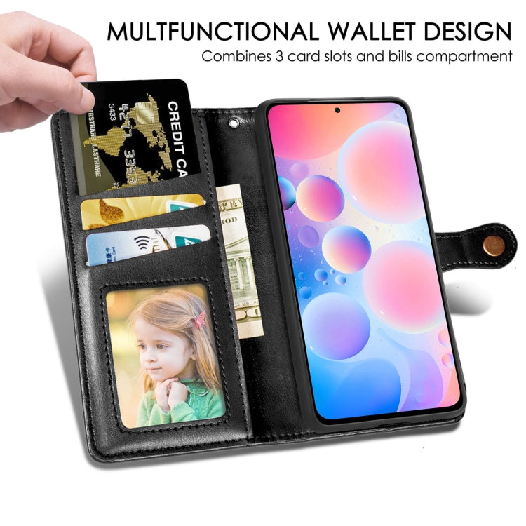 For Xiaomi Redmi K40 / K40 Pro / K40 Pro+ Solid Color Leather Buckle Phone Case with Lanyard & Photo Frame & Card Slot & Wallet & Stand Function
