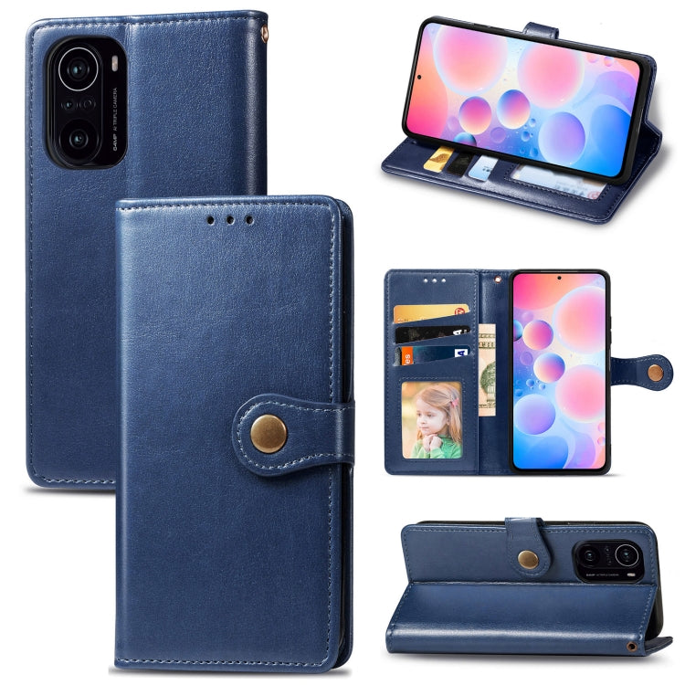 For Xiaomi Redmi K40 / K40 Pro / K40 Pro+ Solid Color Leather Buckle Phone Case with Lanyard & Photo Frame & Card Slot & Wallet & Stand Function