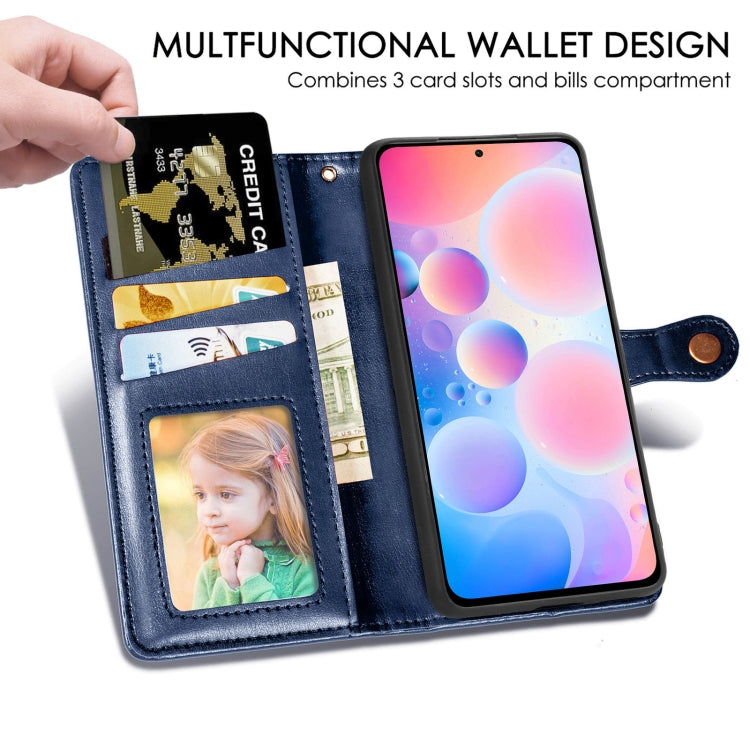 For Xiaomi Redmi K40 / K40 Pro / K40 Pro+ Solid Color Leather Buckle Phone Case with Lanyard & Photo Frame & Card Slot & Wallet & Stand Function