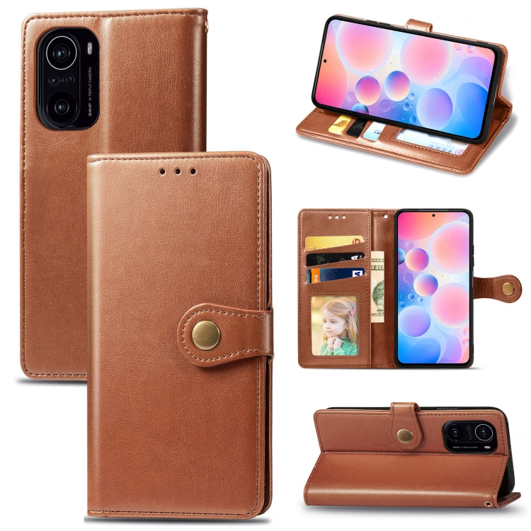 For Xiaomi Redmi K40 / K40 Pro / K40 Pro+ Solid Color Leather Buckle Phone Case with Lanyard & Photo Frame & Card Slot & Wallet & Stand Function