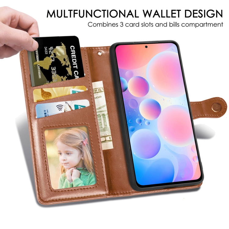 For Xiaomi Redmi K40 / K40 Pro / K40 Pro+ Solid Color Leather Buckle Phone Case with Lanyard & Photo Frame & Card Slot & Wallet & Stand Function