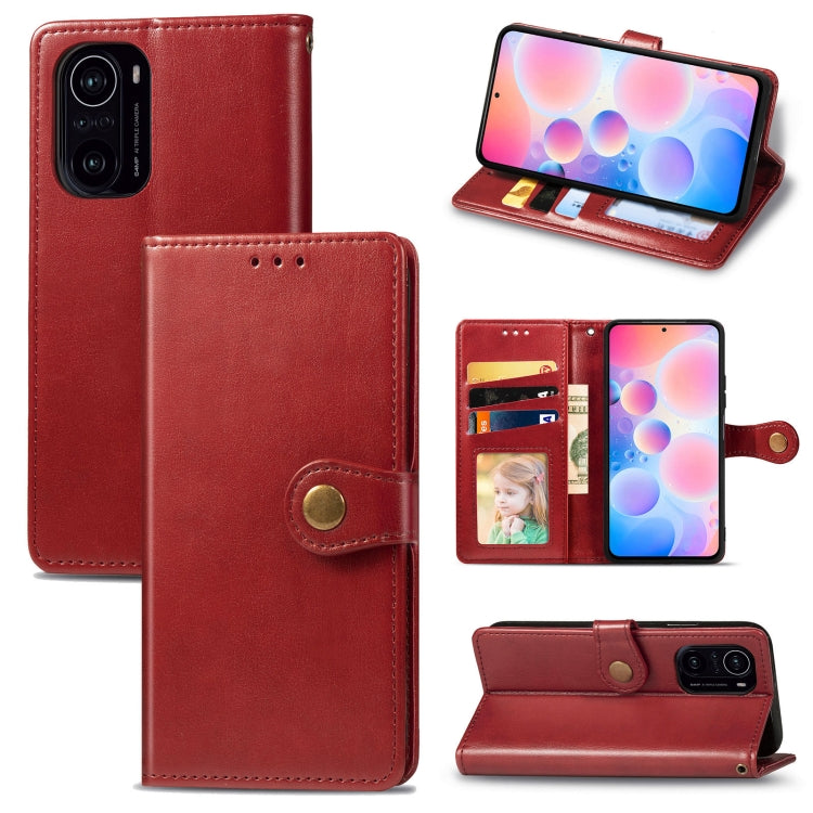 For Xiaomi Redmi K40 / K40 Pro / K40 Pro+ Solid Color Leather Buckle Phone Case with Lanyard & Photo Frame & Card Slot & Wallet & Stand Function