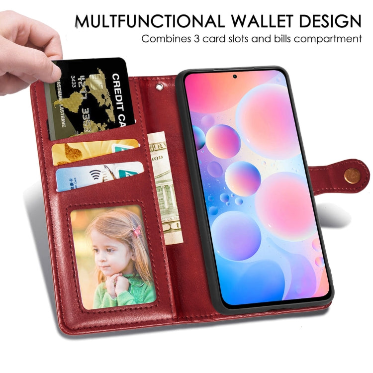 For Xiaomi Redmi K40 / K40 Pro / K40 Pro+ Solid Color Leather Buckle Phone Case with Lanyard & Photo Frame & Card Slot & Wallet & Stand Function