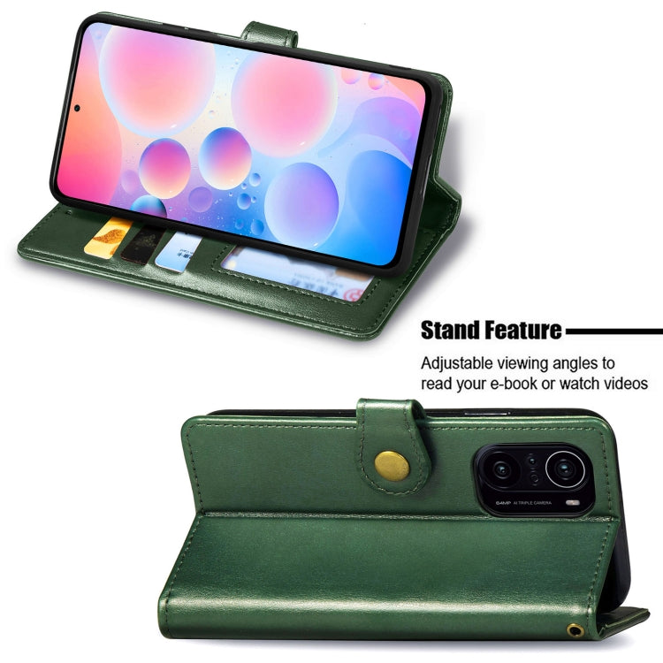 For Xiaomi Redmi K40 / K40 Pro / K40 Pro+ Solid Color Leather Buckle Phone Case with Lanyard & Photo Frame & Card Slot & Wallet & Stand Function