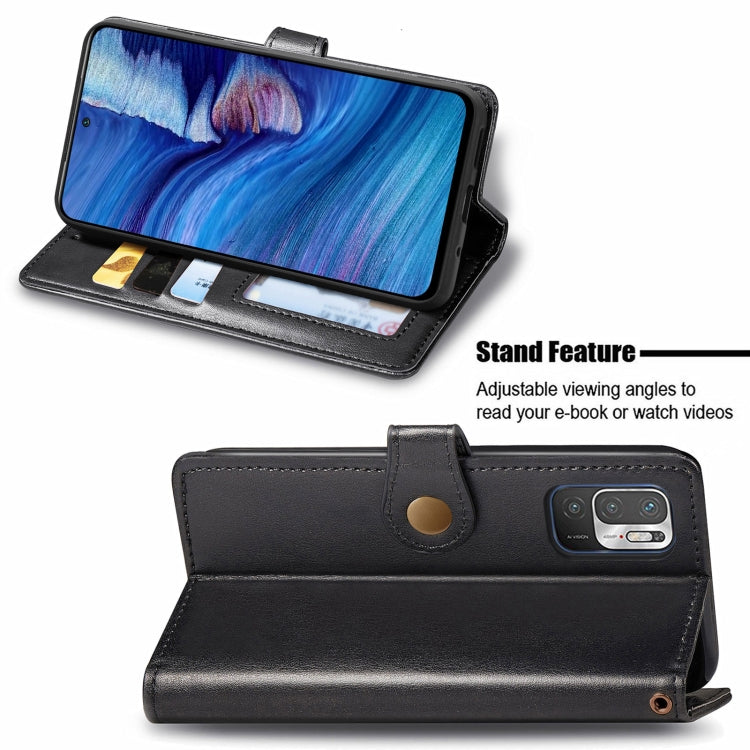 For Xiaomi Redmi Note 10 5G Solid Color Leather Buckle Phone Case with Lanyard & Photo Frame & Card Slot & Wallet & Stand Function