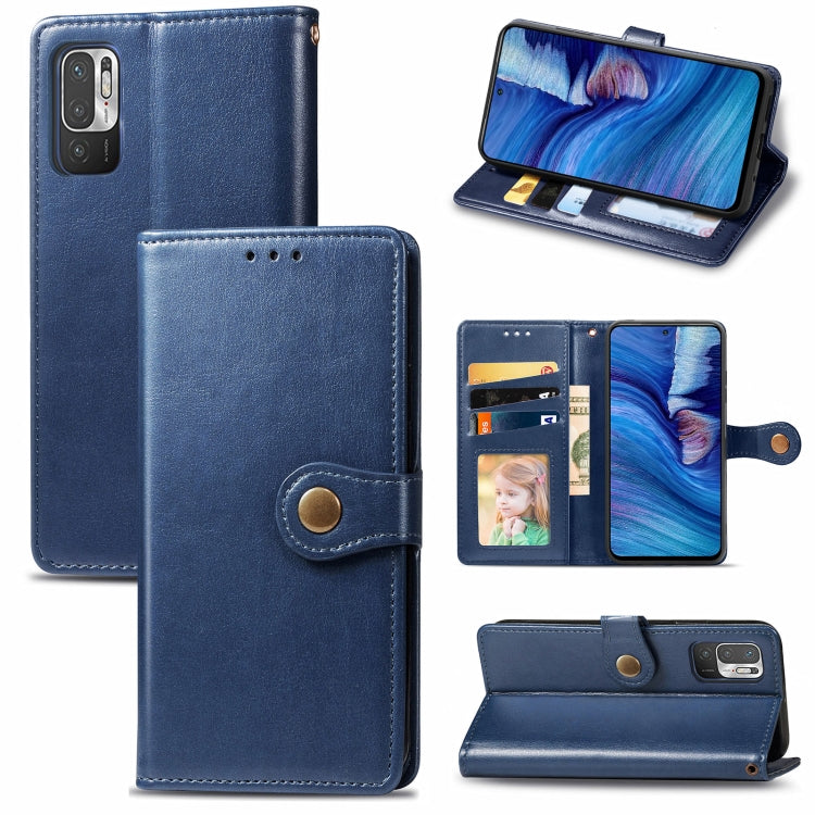 For Xiaomi Redmi Note 10 5G Solid Color Leather Buckle Phone Case with Lanyard & Photo Frame & Card Slot & Wallet & Stand Function