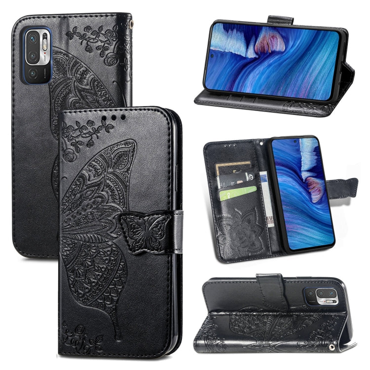 For Xiaomi Redmi Note10 5G Butterfly Love Flowers Embossed Horizontal Flip Leather Case with Holder & Card Slots & Wallet & Lanyard