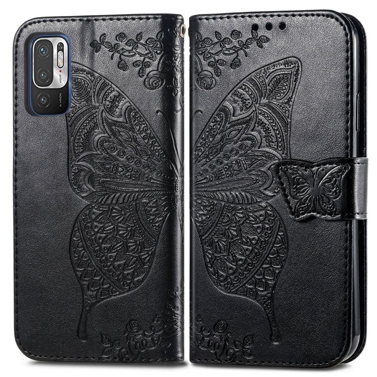 For Xiaomi Redmi Note10 5G Butterfly Love Flowers Embossed Horizontal Flip Leather Case with Holder & Card Slots & Wallet & Lanyard