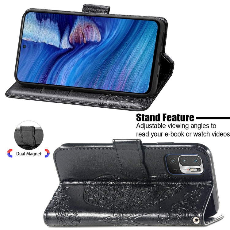 For Xiaomi Redmi Note10 5G Butterfly Love Flowers Embossed Horizontal Flip Leather Case with Holder & Card Slots & Wallet & Lanyard