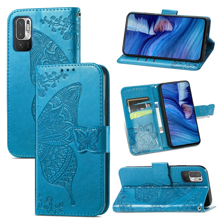 For Xiaomi Redmi Note10 5G Butterfly Love Flowers Embossed Horizontal Flip Leather Case with Holder & Card Slots & Wallet & Lanyard
