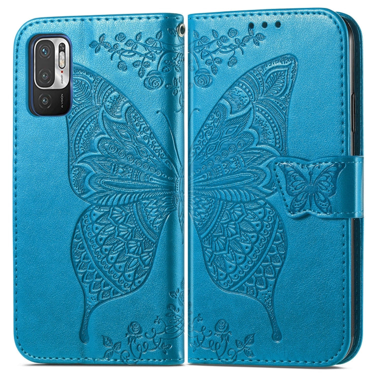 For Xiaomi Redmi Note10 5G Butterfly Love Flowers Embossed Horizontal Flip Leather Case with Holder & Card Slots & Wallet & Lanyard