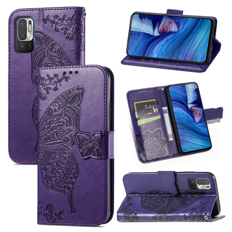 For Xiaomi Redmi Note10 5G Butterfly Love Flowers Embossed Horizontal Flip Leather Case with Holder & Card Slots & Wallet & Lanyard