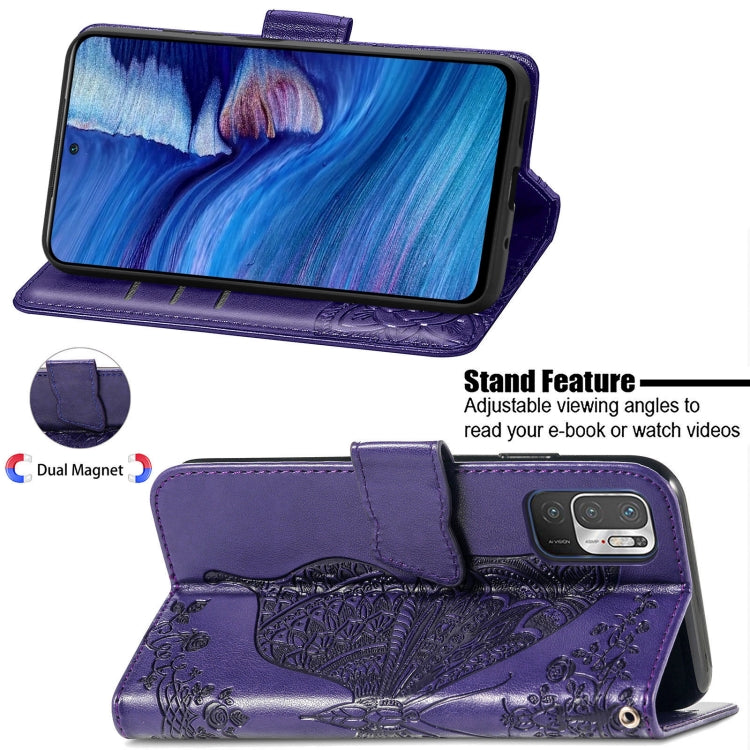 For Xiaomi Redmi Note10 5G Butterfly Love Flowers Embossed Horizontal Flip Leather Case with Holder & Card Slots & Wallet & Lanyard