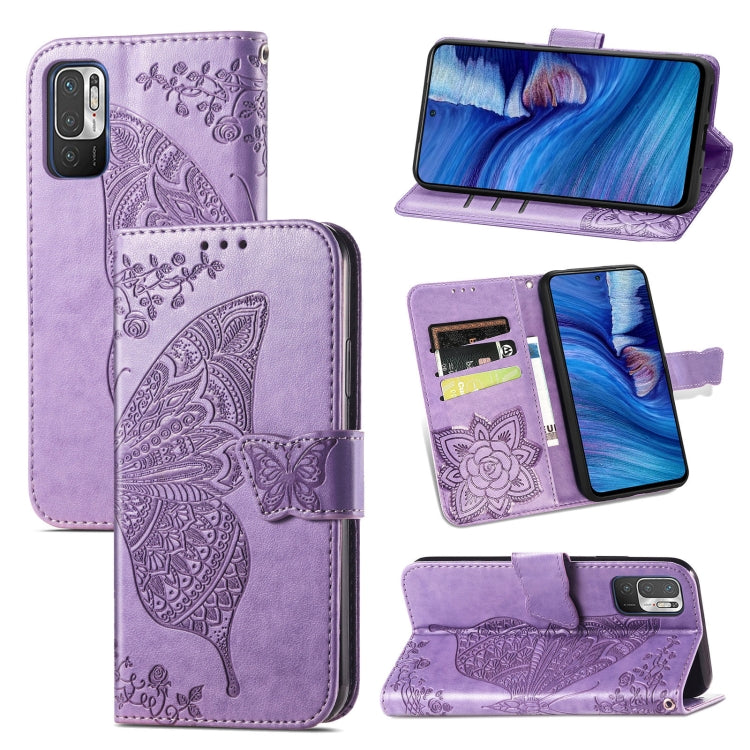 For Xiaomi Redmi Note10 5G Butterfly Love Flowers Embossed Horizontal Flip Leather Case with Holder & Card Slots & Wallet & Lanyard