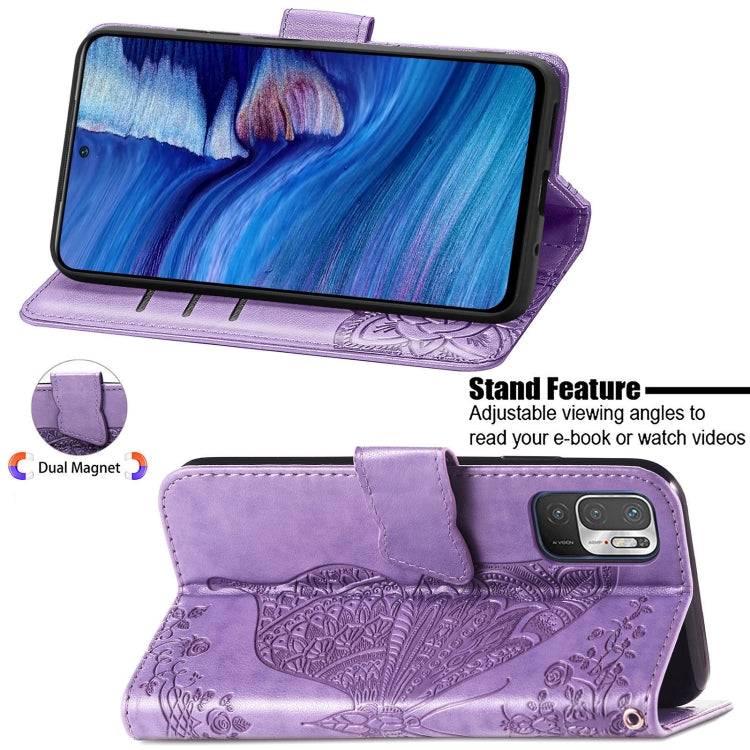 For Xiaomi Redmi Note10 5G Butterfly Love Flowers Embossed Horizontal Flip Leather Case with Holder & Card Slots & Wallet & Lanyard