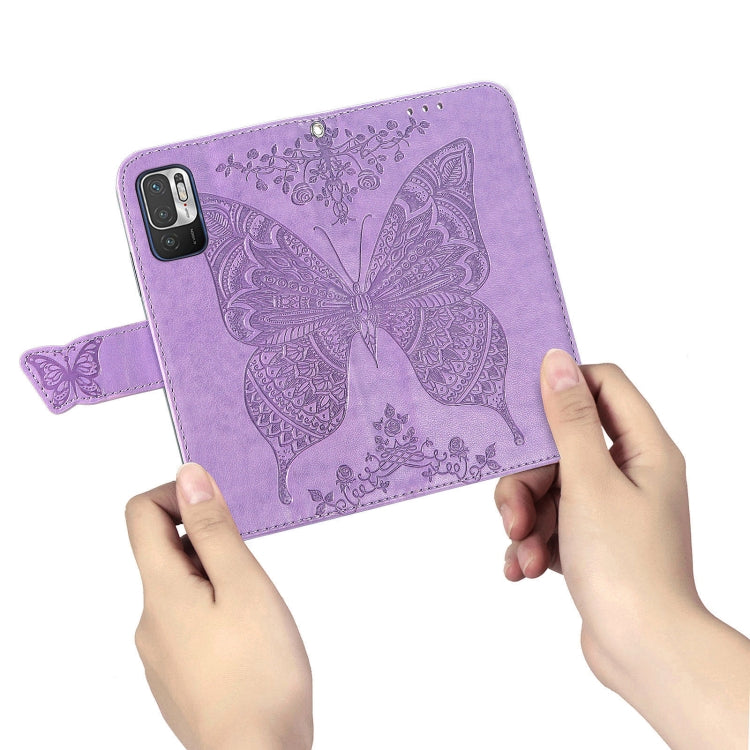 For Xiaomi Redmi Note10 5G Butterfly Love Flowers Embossed Horizontal Flip Leather Case with Holder & Card Slots & Wallet & Lanyard