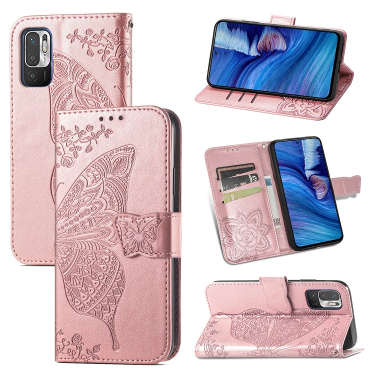 For Xiaomi Redmi Note10 5G Butterfly Love Flowers Embossed Horizontal Flip Leather Case with Holder & Card Slots & Wallet & Lanyard