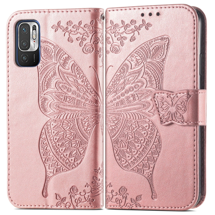 For Xiaomi Redmi Note10 5G Butterfly Love Flowers Embossed Horizontal Flip Leather Case with Holder & Card Slots & Wallet & Lanyard