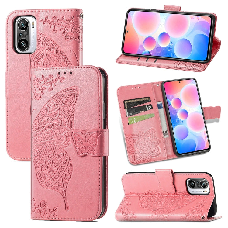 For Xiaomi Redmi Note10 5G Butterfly Love Flowers Embossed Horizontal Flip Leather Case with Holder & Card Slots & Wallet & Lanyard