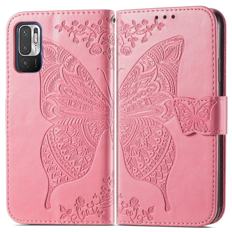 For Xiaomi Redmi Note10 5G Butterfly Love Flowers Embossed Horizontal Flip Leather Case with Holder & Card Slots & Wallet & Lanyard