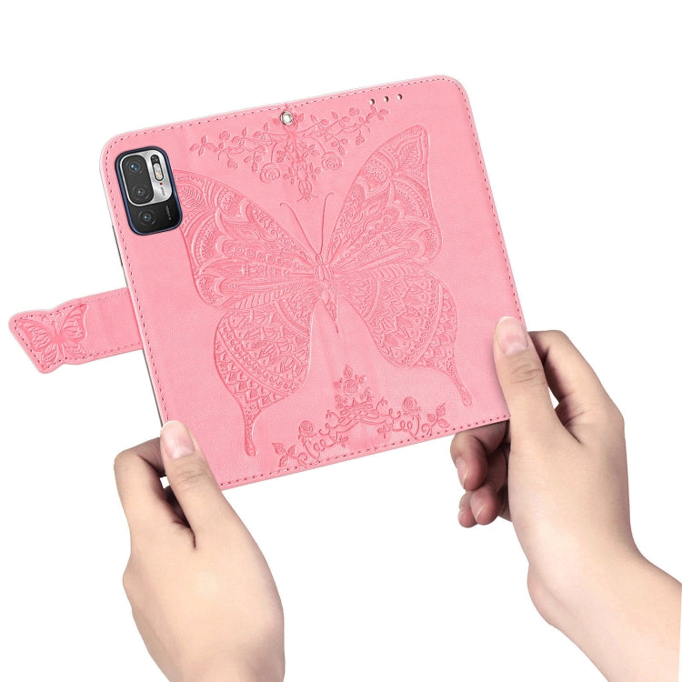For Xiaomi Redmi Note10 5G Butterfly Love Flowers Embossed Horizontal Flip Leather Case with Holder & Card Slots & Wallet & Lanyard