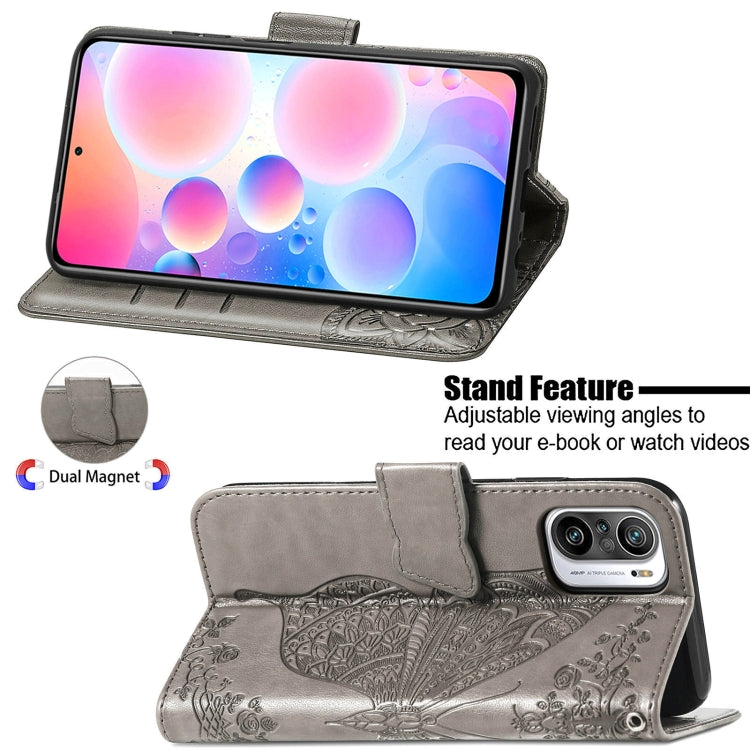 For Xiaomi Redmi Note10 5G Butterfly Love Flowers Embossed Horizontal Flip Leather Case with Holder & Card Slots & Wallet & Lanyard