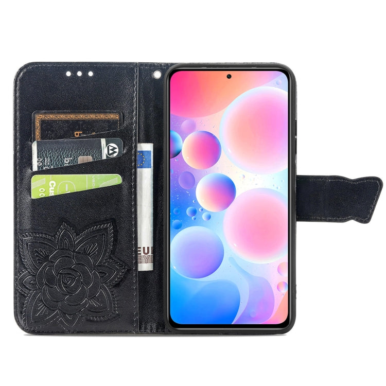 For Xiaomi Redmi Note 10 Pro Butterfly Love Flowers Embossed Horizontal Flip Leather Case with Holder & Card Slots & Wallet & Lanyard