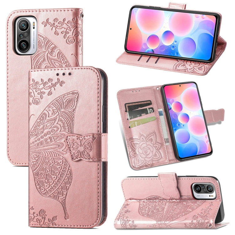 For Xiaomi Redmi Note 10 Pro Butterfly Love Flowers Embossed Horizontal Flip Leather Case with Holder & Card Slots & Wallet & Lanyard