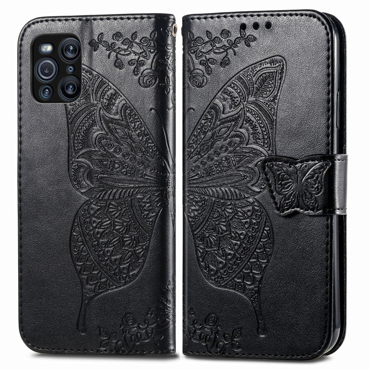 For OPPO Find X3 Pro Butterfly Love Flowers Embossed Horizontal Flip Leather Case with Holder & Card Slots & Wallet & Lanyard