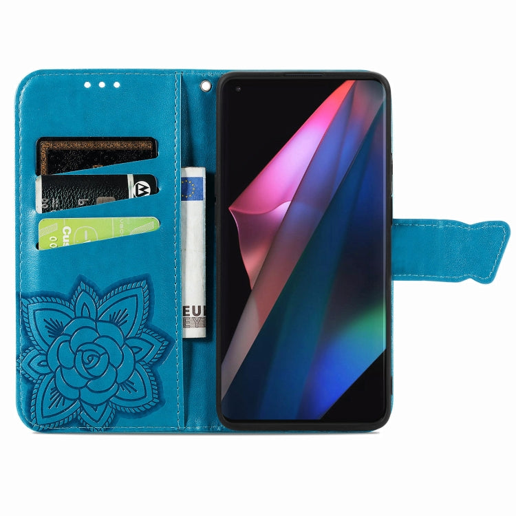 For OPPO Find X3 Pro Butterfly Love Flowers Embossed Horizontal Flip Leather Case with Holder & Card Slots & Wallet & Lanyard